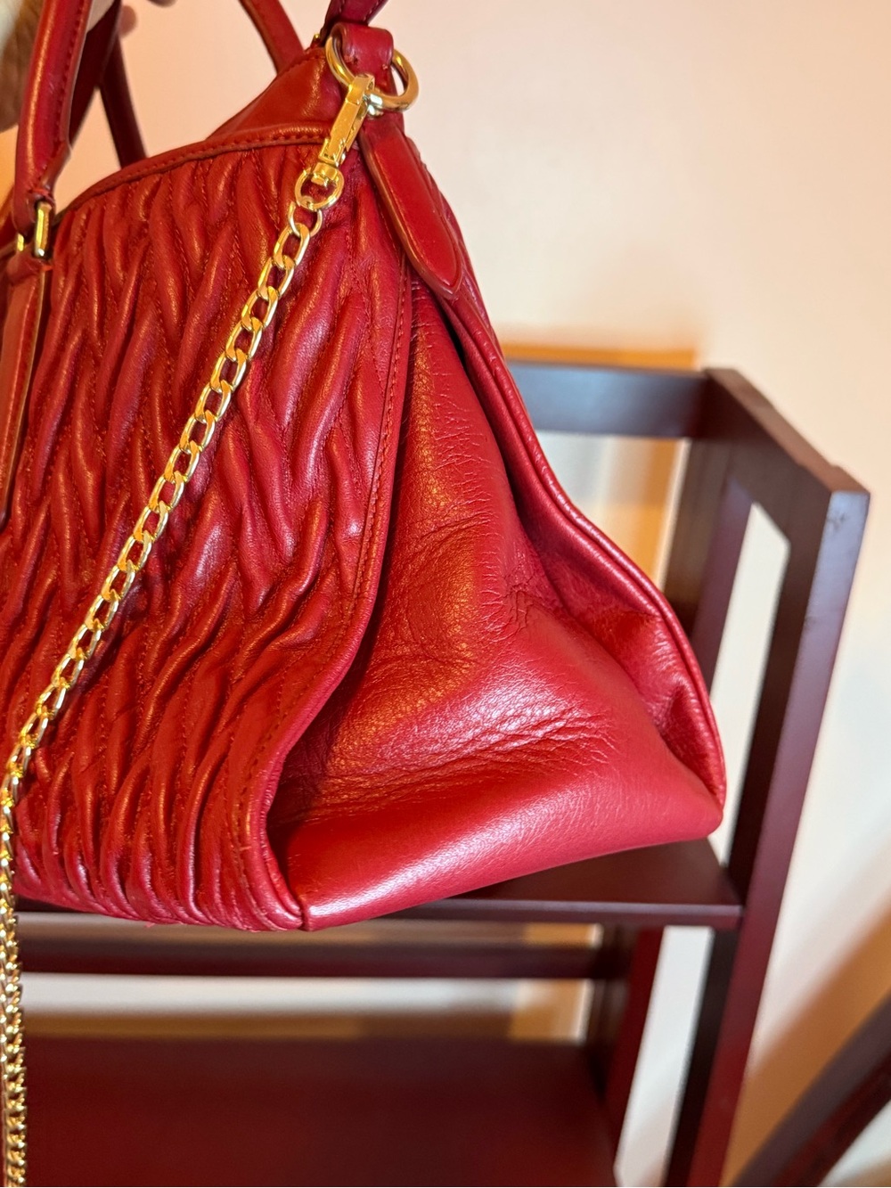 Coach Quilted Red Leather Satchel with Top Handles - Picture 3 of 10